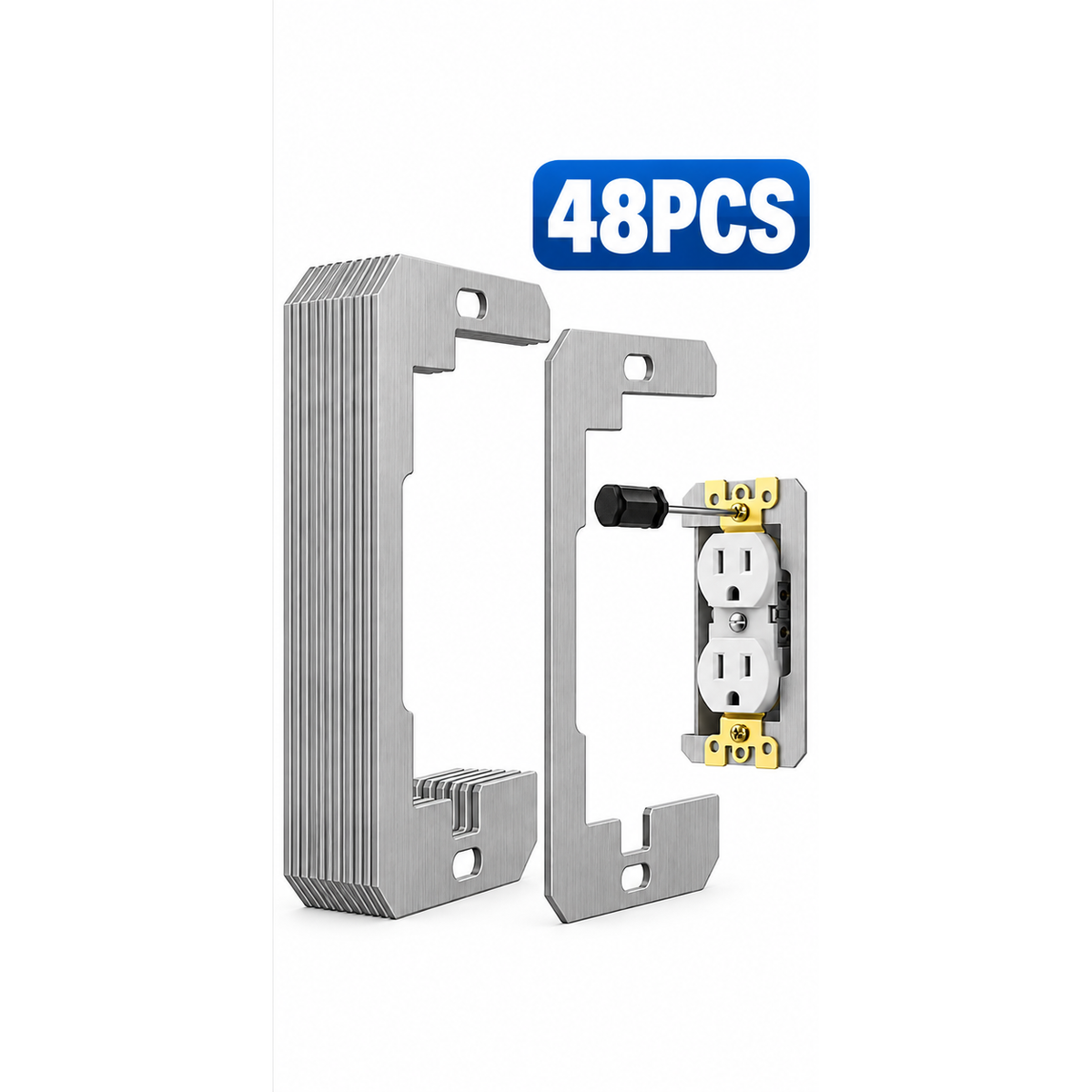 Heavy-Duty Metal Outlet Spacers - Flush-Fit Leveling Plates for Loose & Sunken Wall Outlets