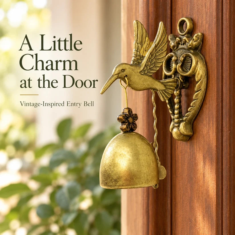 Vintage Hummingbird Entry Bell — Antique-Brass Finish