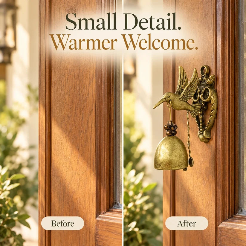 Vintage Hummingbird Entry Bell — Antique-Brass Finish
