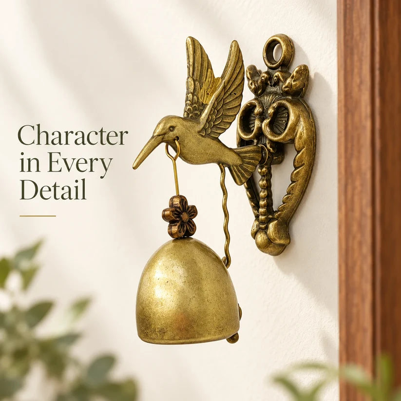 Vintage Hummingbird Entry Bell — Antique-Brass Finish