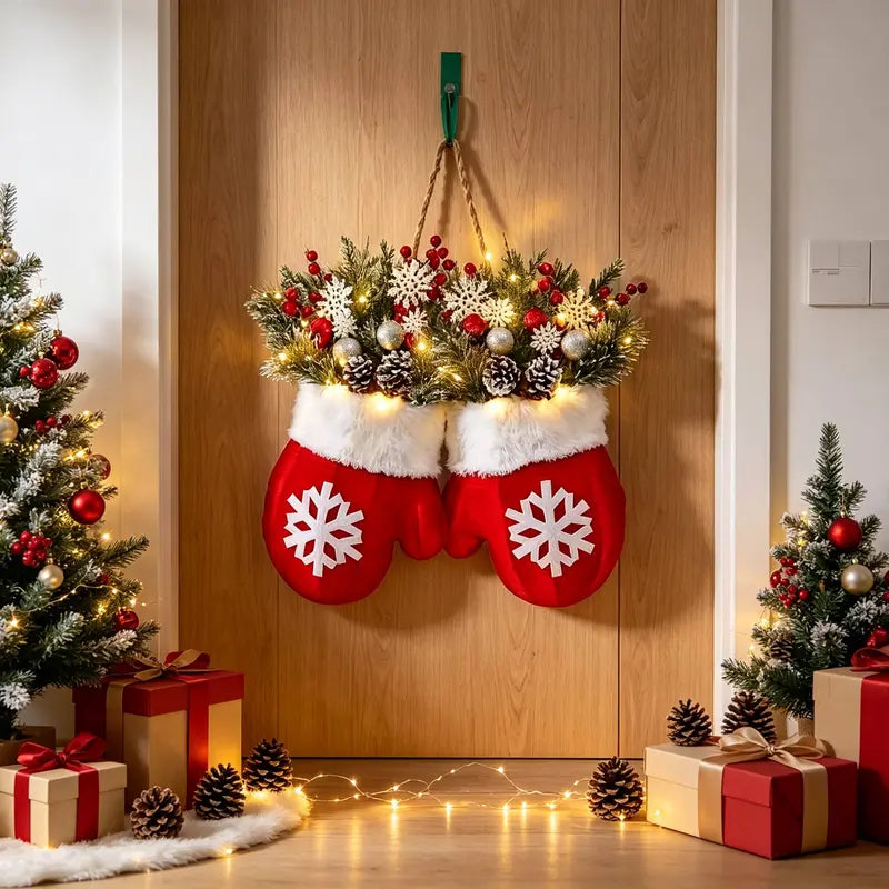 Light-Up Christmas Mitten Door Hanging