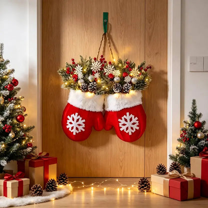 Light-Up Christmas Mitten Door Hanging