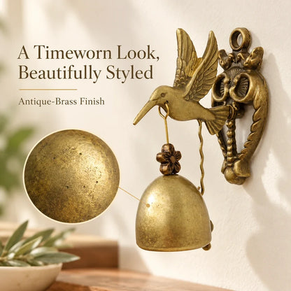 Vintage Hummingbird Entry Bell — Antique-Brass Finish