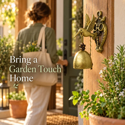 Vintage Hummingbird Entry Bell — Antique-Brass Finish