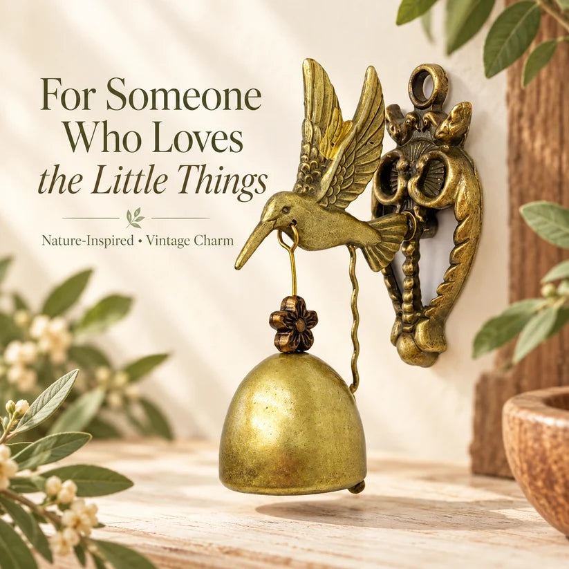 Vintage Hummingbird Entry Bell — Antique-Brass Finish