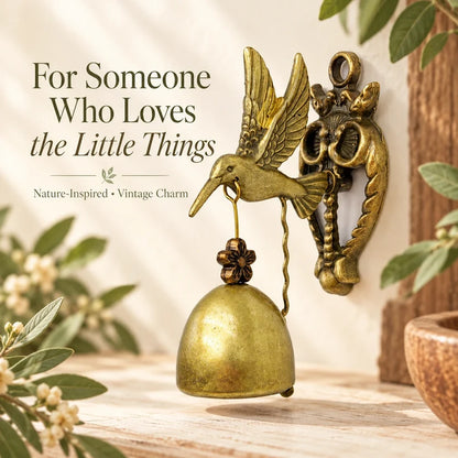 Vintage Hummingbird Entry Bell — Antique-Brass Finish