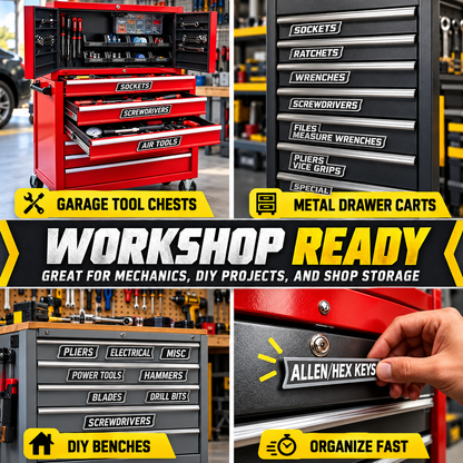 🌟12-Pack Premium Magnetic Rectangular Toolbox Labels