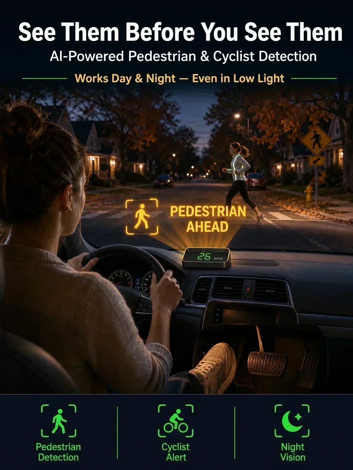 Universal GPS Car Speedometer HUD (MPH/KMH) - Plug & Play Windshield Projector for All Cars