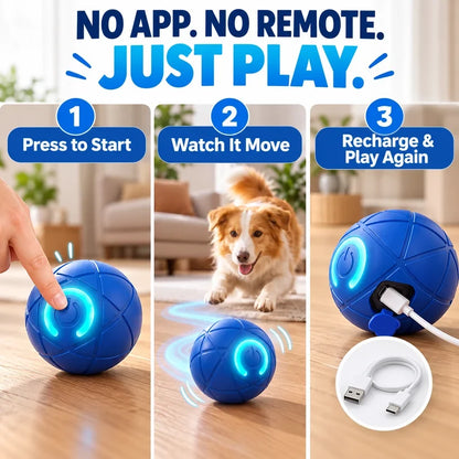 🔥Last day 50% OFF-Self-Moving Interactive Dog Ball – USB Rechargeable Pet Toy