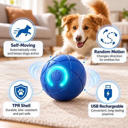 🔥Last day 50% OFF-Self-Moving Interactive Dog Ball – USB Rechargeable Pet Toy