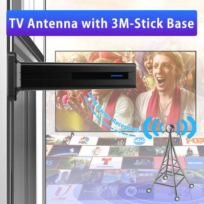 Digital TV Antenna for Smart TV Indoor,2026 TV Antenna with 5M Stick Base, 360°&Long Range Reception 4K HDTV Antenna for Local Channels
