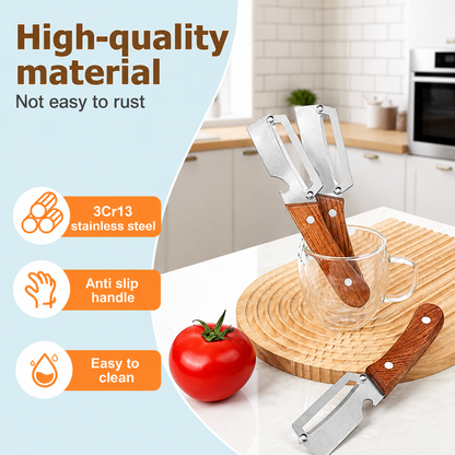 🔥Wooden-Handled Stainless Steel Sharp Peeler