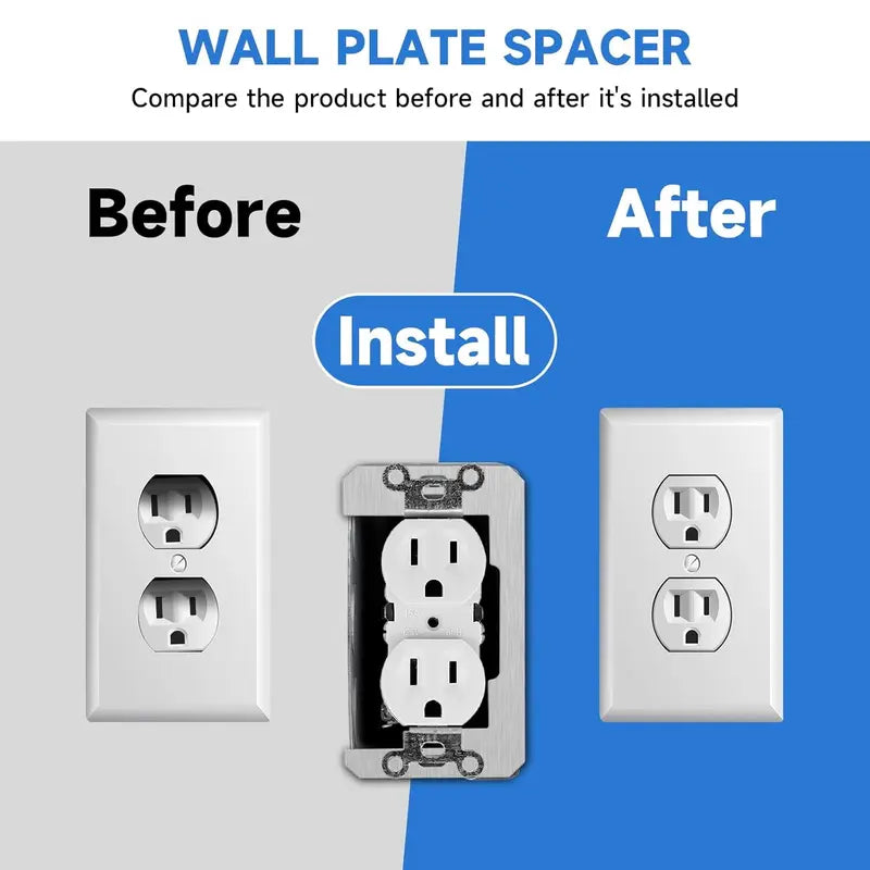 Heavy-Duty Metal Outlet Spacers - Flush-Fit Leveling Plates for Loose & Sunken Wall Outlets
