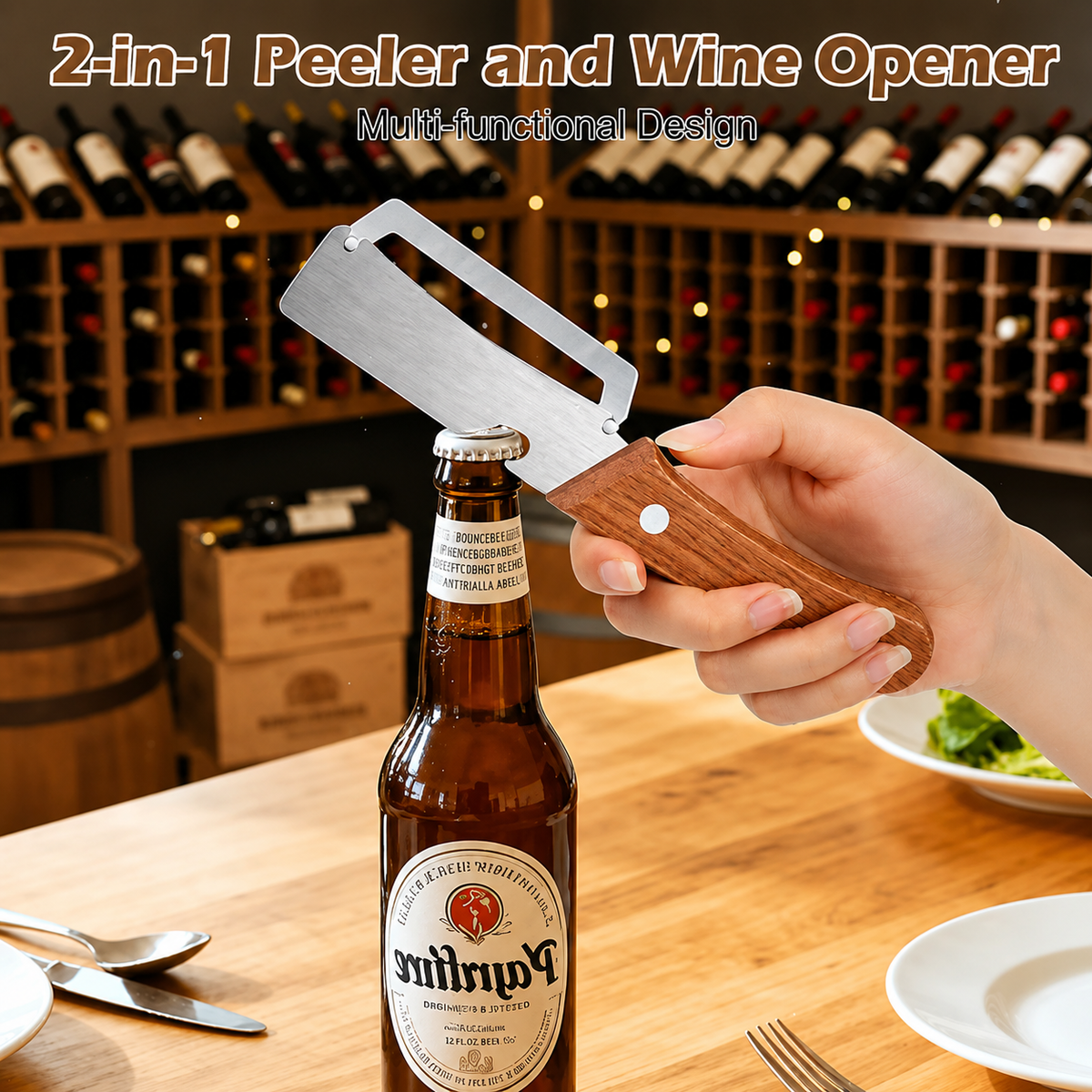 🔥Wooden-Handled Stainless Steel Sharp Peeler