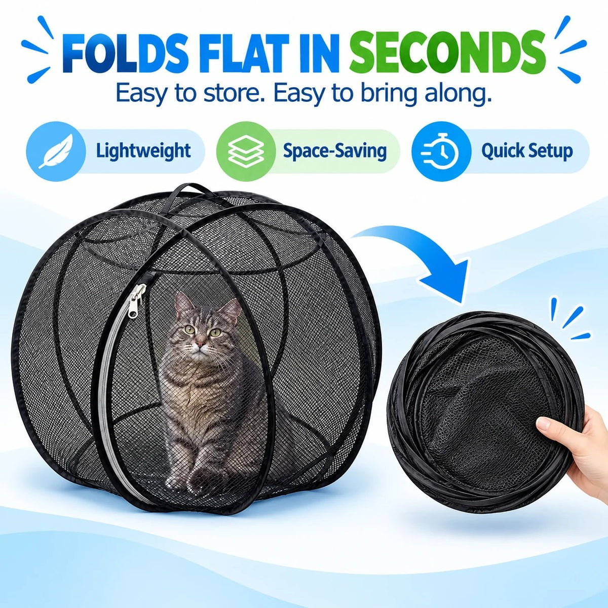 🐱 Rolling Pop-Up Cat Play Ball– 360° Panoramic Playpen 🐾