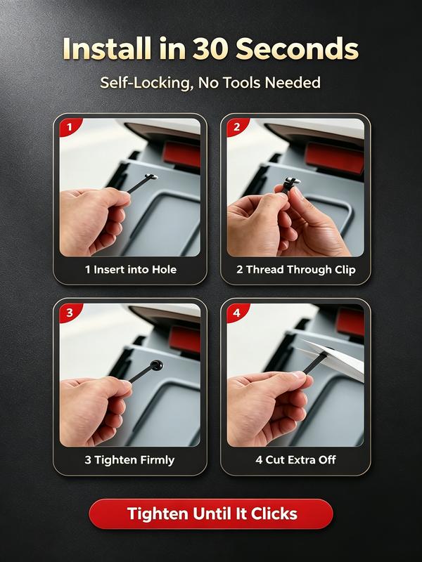 100PCS Universal Car Repair Cable Ties – Quick Lock, No Tools Needed