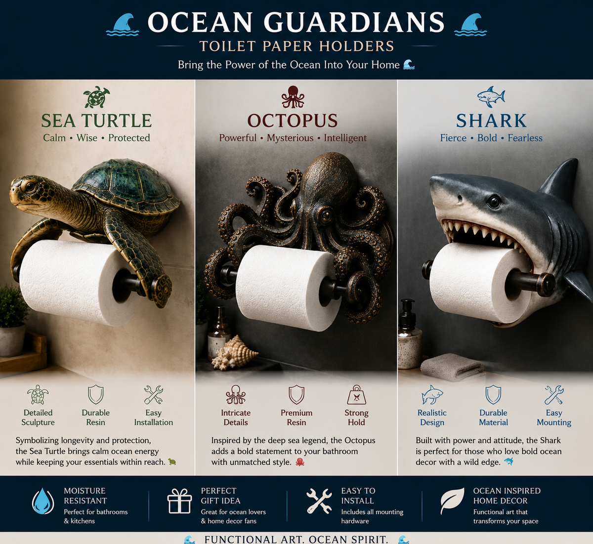 🌊 Ocean Guardians Toilet Paper Holder Series