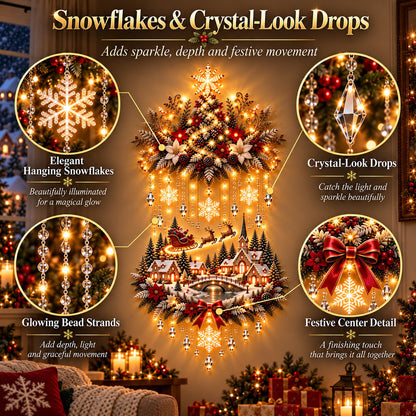 🎄2D Illuminated Christmas Village Wall Hanging – Warm LED Christmas Wall Decor for Home✨️