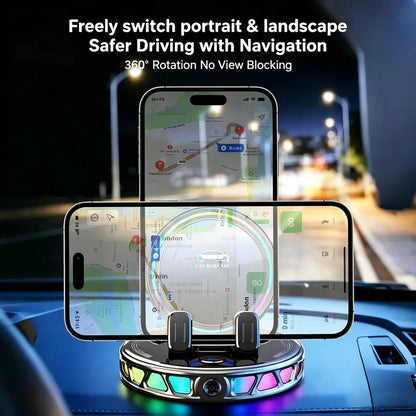 Smart 360° Wireless Charging Car Mount with RGB Ambient Lighting