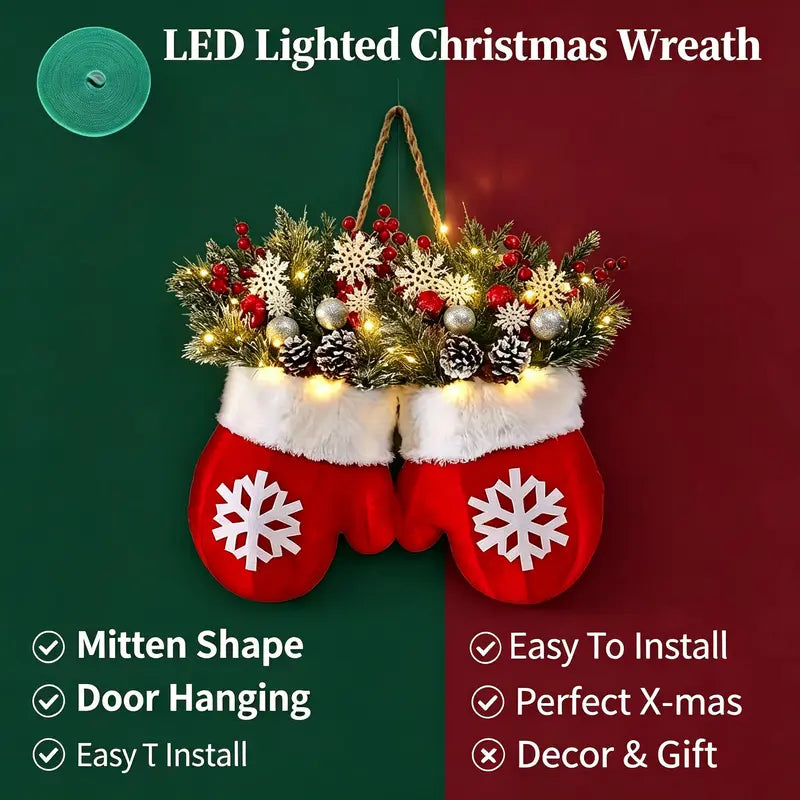 Light-Up Christmas Mitten Door Hanging