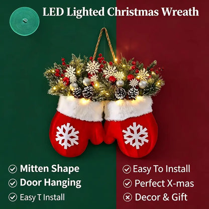 Light-Up Christmas Mitten Door Hanging