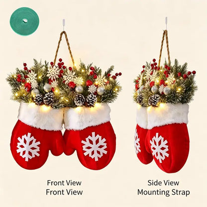 Light-Up Christmas Mitten Door Hanging