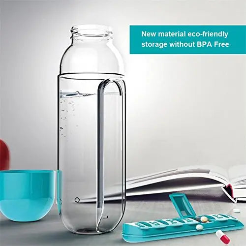 💧 2-in-1 Water Bottle & 7-Day Vitamin Organizer — 600ml