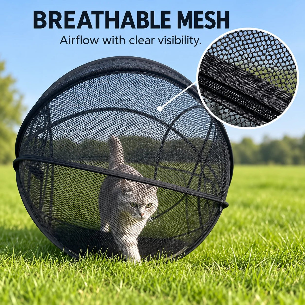 🐱 Rolling Pop-Up Cat Play Ball– 360° Panoramic Playpen 🐾