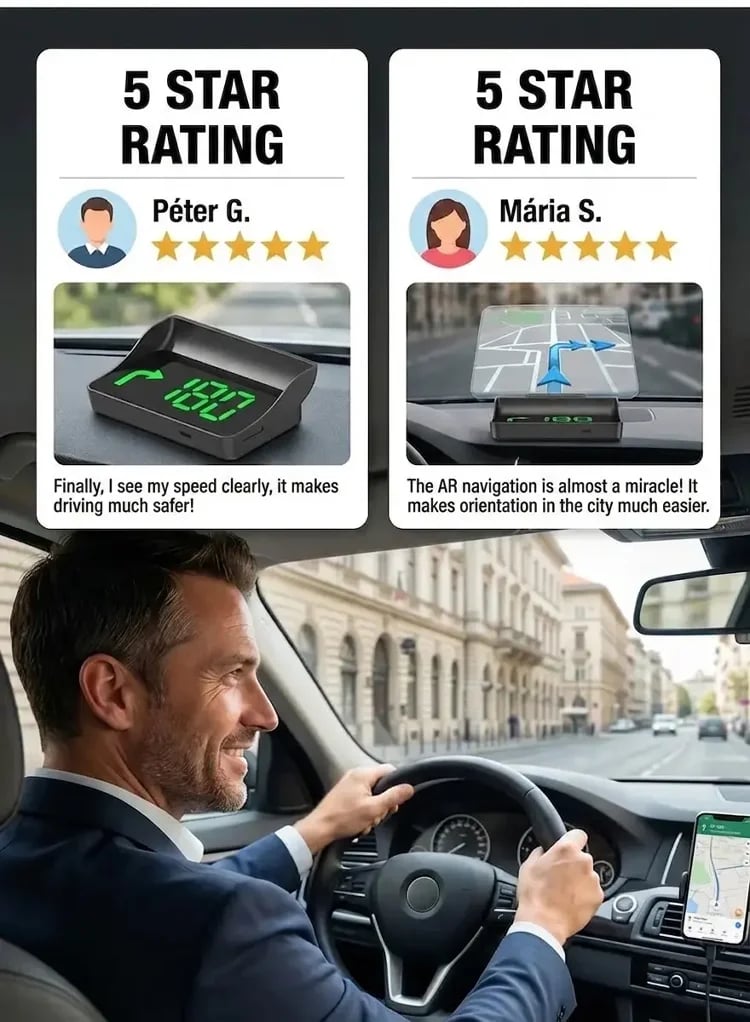 Universal GPS Car Speedometer HUD (MPH/KMH) - Plug & Play Windshield Projector for All Cars