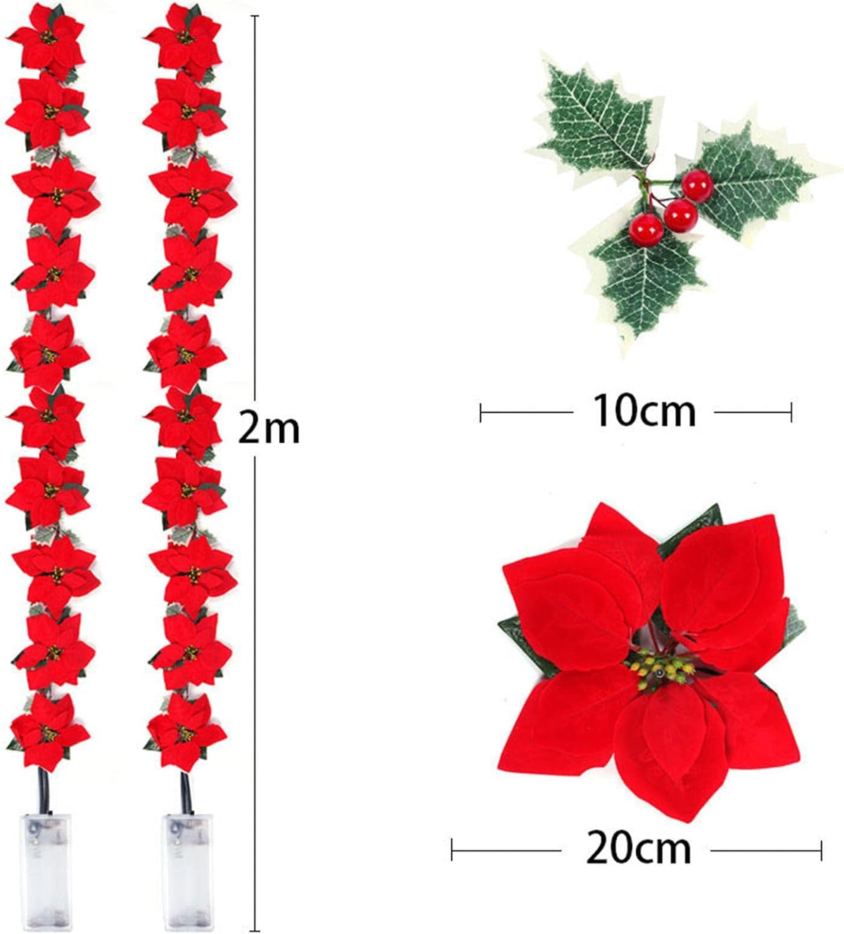 🎄 Christmas Poinsettia Garland Lights – Bring Warmth & Holiday Joy Home
