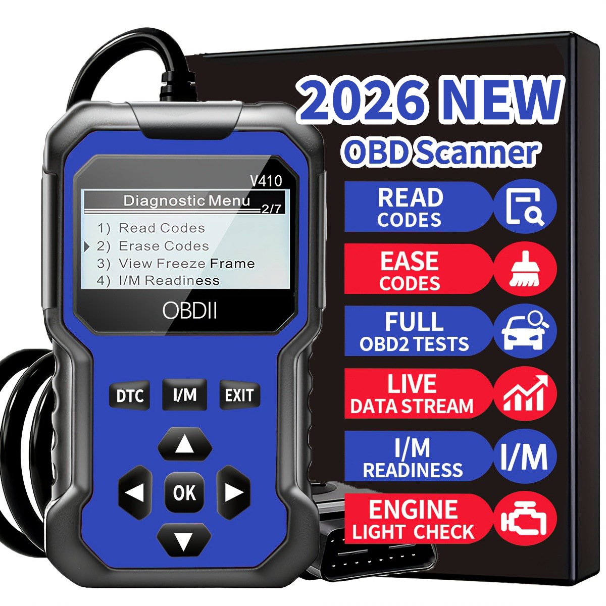 🚘V410 OBD2 Scanner – Read & Clear Check Engine Codes🛡️