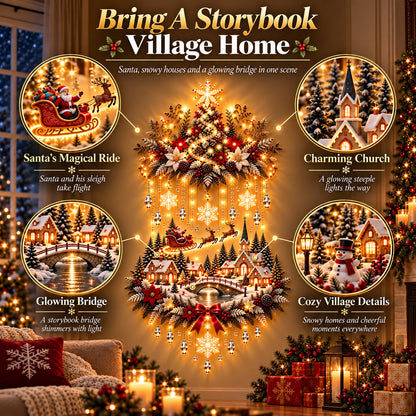 🎄2D Illuminated Christmas Village Wall Hanging – Warm LED Christmas Wall Decor for Home✨️