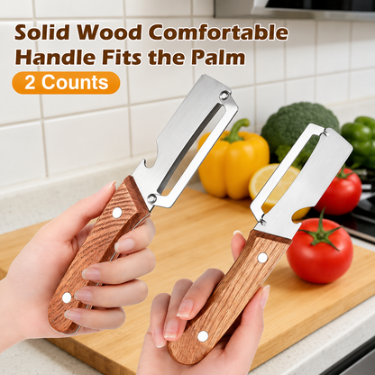 🔥Wooden-Handled Stainless Steel Sharp Peeler