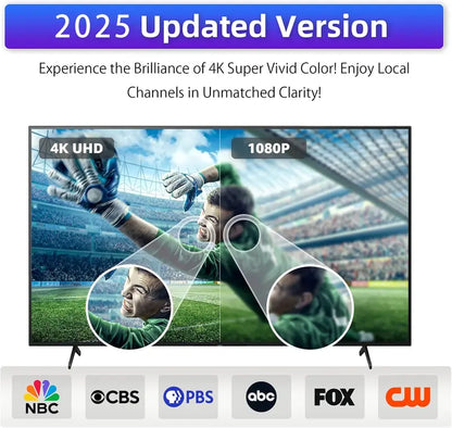 Digital TV Antenna for Smart TV Indoor,2026 TV Antenna with 5M Stick Base, 360°&Long Range Reception 4K HDTV Antenna for Local Channels