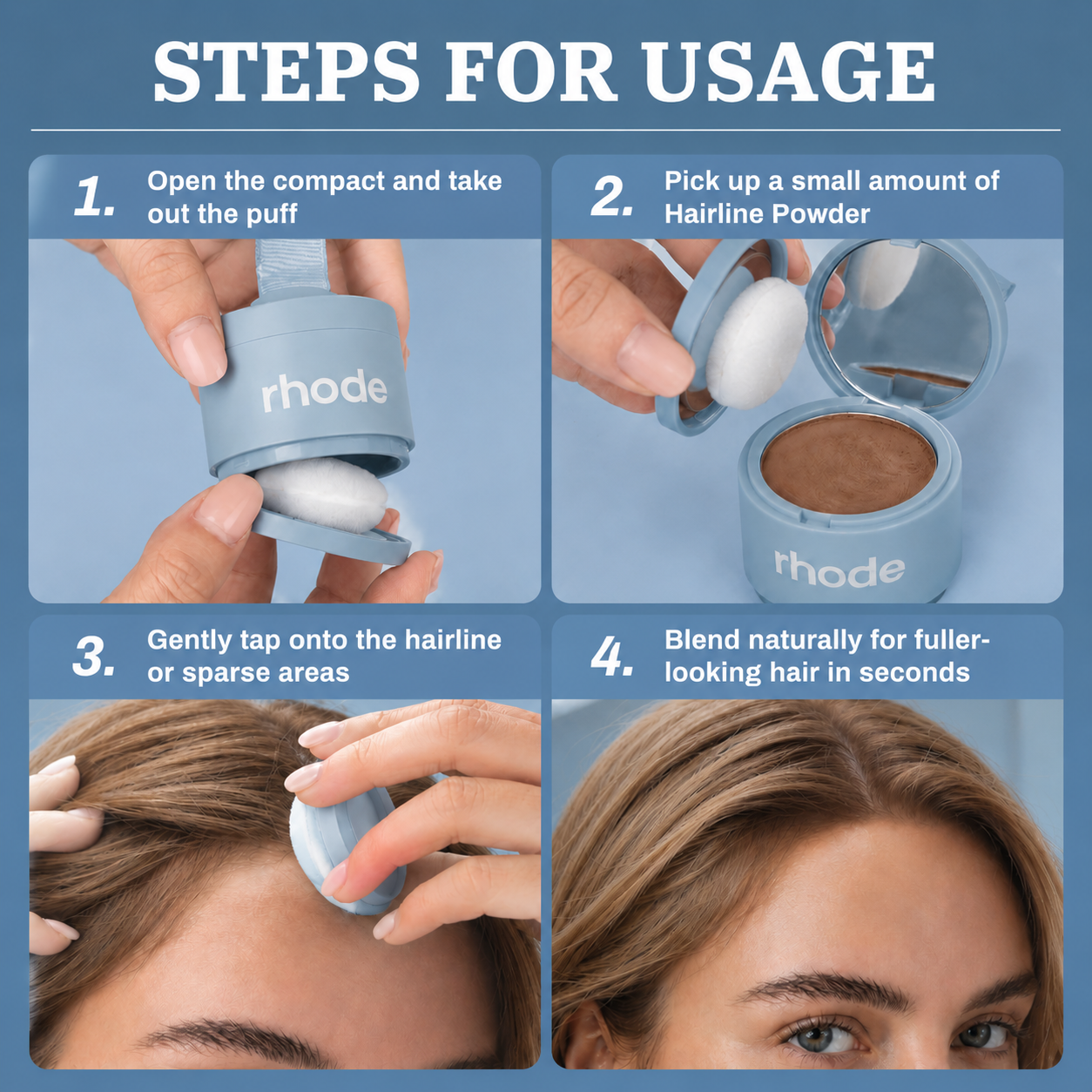 Rhode Hairline Coverage Powder, Instantly Conceal Grays & Thinning Hair