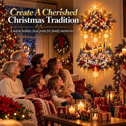 🎄2D Illuminated Christmas Village Wall Hanging – Warm LED Christmas Wall Decor for Home✨️