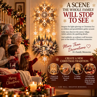 🎄Christmas Snowflake Village Lighted Wall Decor | Cascading Warm Lights for Living Rooms, Entryways & Staircases ✨