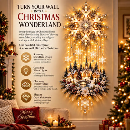 🎄Christmas Snowflake Village Lighted Wall Decor | Cascading Warm Lights for Living Rooms, Entryways & Staircases ✨