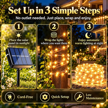 🎁Solar Outdoor String Lights – 72FT 200 LED Fairy Lights with 8 Modes