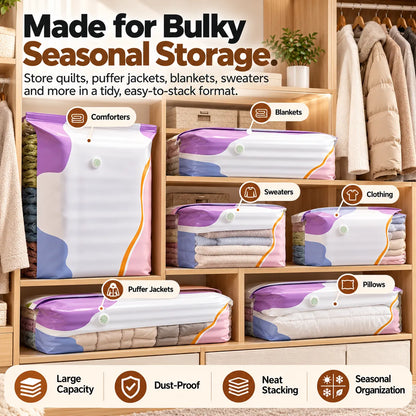 🎁Reusable Vacuum Storage Bags – Pump-Free Space Saver Bags