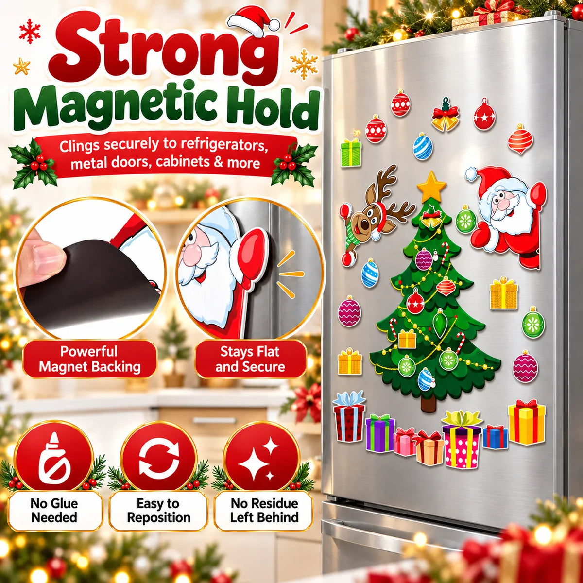 🎁Christmas Refrigerator Magnets – DIY Santa, Reindeer & Christmas Tree Decor