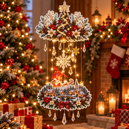 🎄2D Illuminated Christmas Village Wall Hanging – Warm LED Christmas Wall Decor for Home✨️