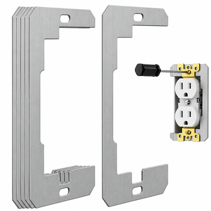 Heavy-Duty Metal Outlet Spacers - Flush-Fit Leveling Plates for Loose & Sunken Wall Outlets