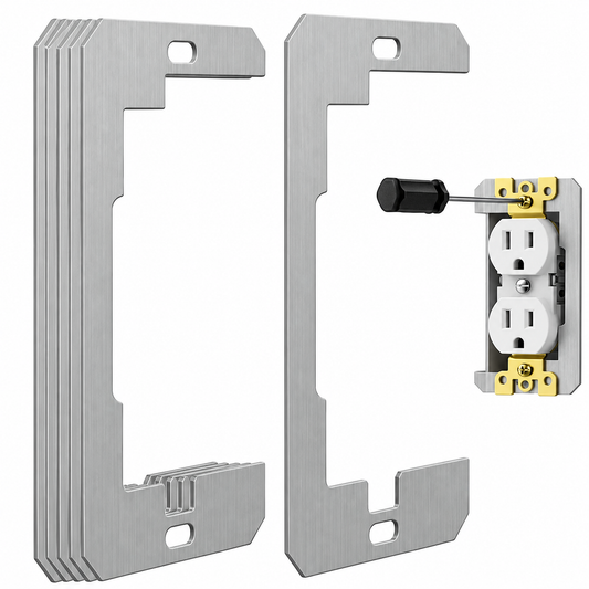 Heavy-Duty Metal Outlet Spacers - Flush-Fit Leveling Plates for Loose & Sunken Wall Outlets