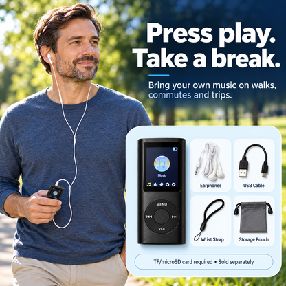 🎵 Pocket MP3 Player – Offline Music, Bluetooth Audio & LCD Screen