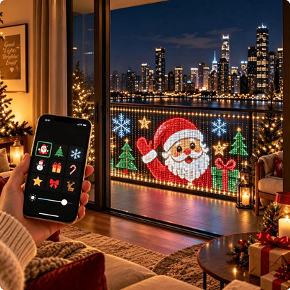 🎄📱Smart LED Curtain Lights – Upload Your Own Pictures & Animations ✨