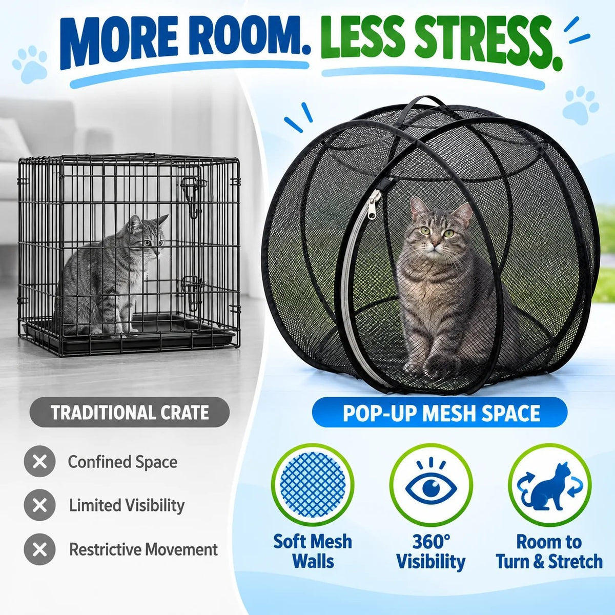 🐱 Rolling Pop-Up Cat Play Ball– 360° Panoramic Playpen 🐾