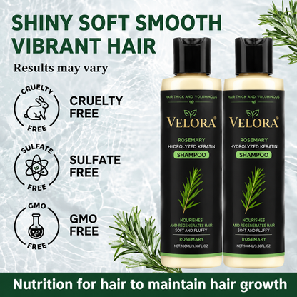 VELORA Rosemary Shampoo, Stimulate Regrowth for Thick Voluminous Hair