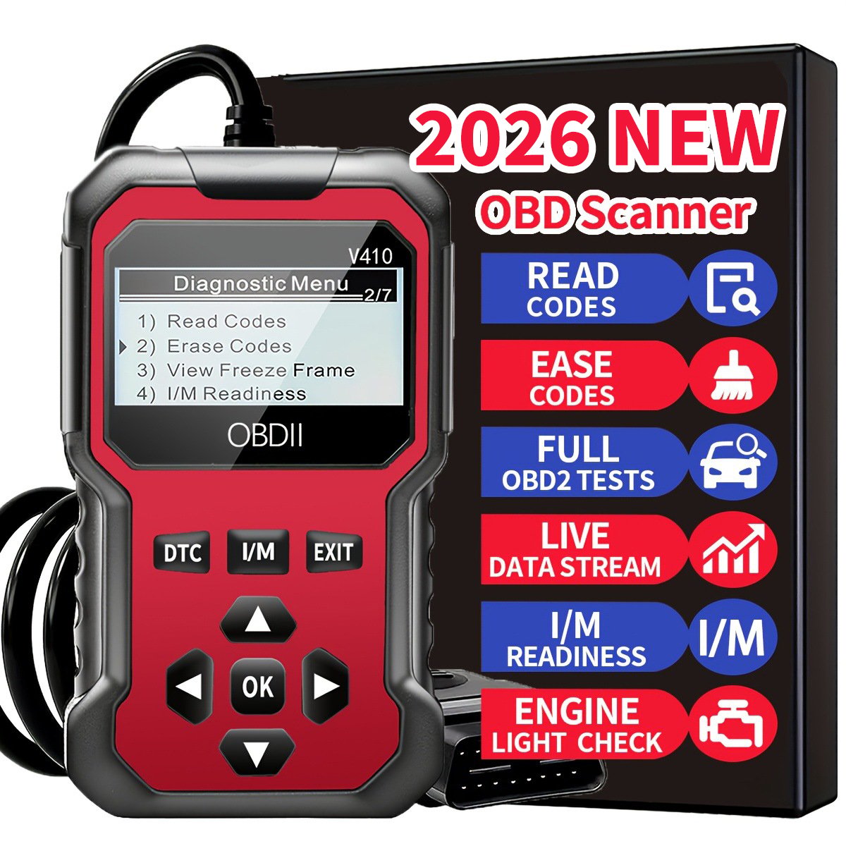 🚘V410 OBD2 Scanner – Read & Clear Check Engine Codes🛡️