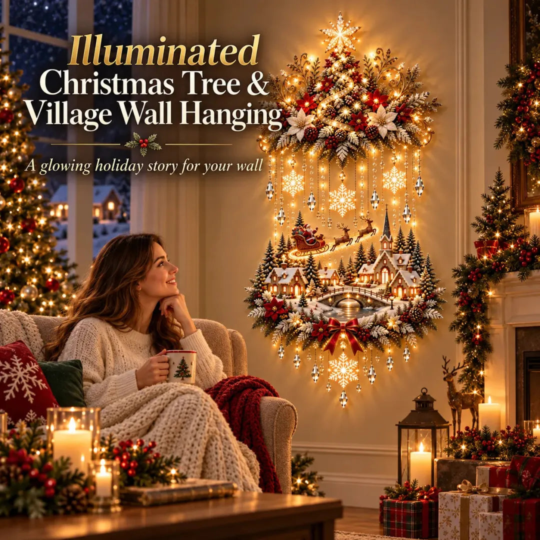 🎄Christmas Snowflake Village Lighted Wall Decor | Cascading Warm Lights for Living Rooms, Entryways & Staircases ✨